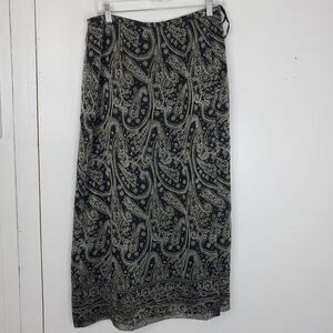Womens Maxi Skirt Paisley Dark Goth Witchy Whimsigoth Wrap Front Boho 8 Lined